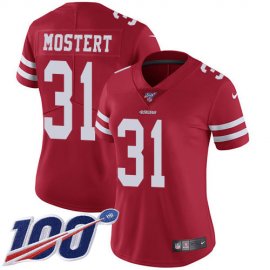 Nike San Francisco 49ers #31 Raheem Mostert Red Team Color Womens Stitched NFL 100th Season Vapor Untouchable Limited Jersey