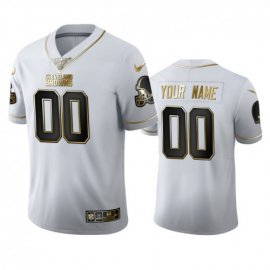 Cleveland Browns Custom Mens Nike White Golden Edition Vapor Limited NFL 100 Jersey