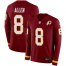 Nike Washington Football Team #8 Kyle Allen Burgundy Red Team Color Mens Stitched NFL Limited Therma Long Sleeve Jersey