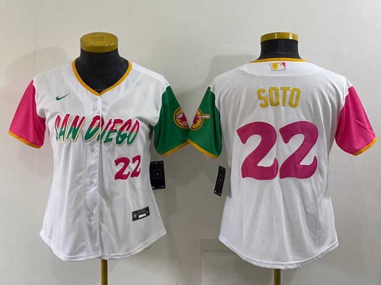 Padres 22 Juan Soto White Women Nike 2022 City Connect Cool Base Jerseys Padres 22 Juan Soto White Women Nike 2022 City Connect Cool Base Jerseys