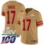 Nike San Francisco 49ers #17 Emmanuel Sanders Gold Super Bowl LIV 2020 Mens Stitched NFL Limited Inverted Legend 100th Season Jersey