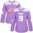 Adidas Detroit Red Wings #9 Gordie Howe Purple Authentic Fights Cancer Womens Stitched NHL Jersey