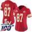 Nike Kansas City Chiefs #87 Travis Kelce Red Super Bowl LIV 2020 Team Color Womens Stitched NFL 100th Season Vapor Untouchable Limited Jersey