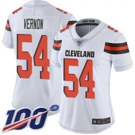 Nike Cleveland Browns #54 Olivier Vernon White Womens Stitched NFL 100th Season Vapor Limited Jersey