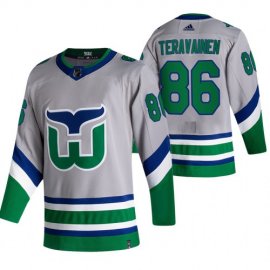 Carolina Hurricanes #86 Teuvo Teravainen Grey Mens Adidas 2020-21 Reverse Retro Alternate NHL Jersey