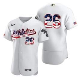 Oakland Athletics #26 Matt Chapman Mens Nike White Fluttering USA Flag Limited Edition Authentic MLB Jersey