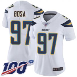 Nike Los Angeles Chargers #97 Joey Bosa White Womens Stitched NFL 100th Season Vapor Limited Jersey