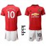 Manchester United #10 Rashford Home Kid Soccer Club Jersey