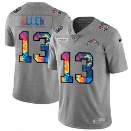 Los Angeles Chargers #13 Keenan Allen Mens Nike Multi-Color 2020 NFL Crucial Catch NFL Jersey Greyheather