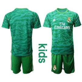 Real Madrid Blank Green Goalkeeper Kid Soccer Club Jersey