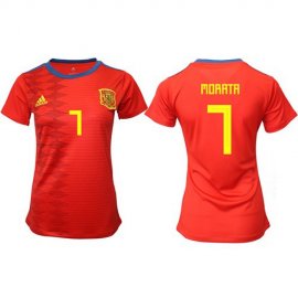Womens Spain #7 Morata Red Home Soccer Country Jersey