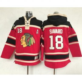 Chicago Blackhawks #18 Denis Savard Red Sawyer Hooded Sweatshirt Stitched NHL Jersey
