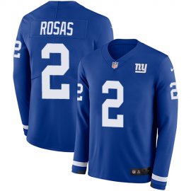 Nike New York Giants #2 Aldrick Rosas Royal Blue Team Color Mens Stitched NFL Limited Therma Long Sleeve Jersey