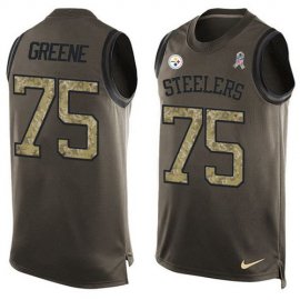 Nike Pittsburgh Steelers #75 Joe Greene Green Mens Stitched NFL Limited Salute To Service Tank Top Jersey