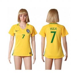 Womens Brazil #7 Hulk Home Soccer Country Jersey