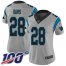 Nike Carolina Panthers #28 Mike Davis Silver Womens Stitched NFL Limited Inverted Legend 100th Season Jersey
