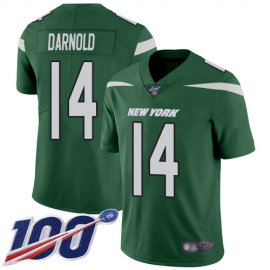 Nike New York Jets #14 Sam Darnold Green Team Color Mens Stitched NFL 100th Season Vapor Limited Jersey