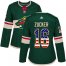 Adidas Minnesota Wild #16 Jason Zucker Green Home Authentic USA Flag Womens Stitched NHL Jersey