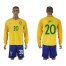 Brazil #20 Lima Home Long Sleeves Soccer Country Jersey