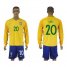 Brazil #20 Lima Home Long Sleeves Soccer Country Jersey