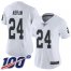 Nike Las Vegas Raiders #24 Johnathan Abram White Womens Stitched NFL 100th Season Vapor Limited Jersey