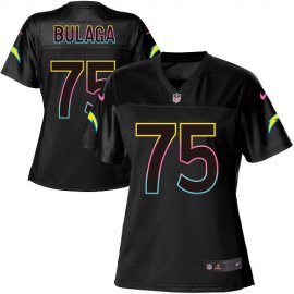 Nike Los Angeles Chargers #75 Bryan Bulaga Black Womens NFL Fashion Game Jersey