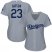 Los Angeles Dodgers #23 Kirk Gibson Grey Alternate Road Womens Stitched MLB Jersey