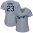 Los Angeles Dodgers #23 Kirk Gibson Grey Alternate Road Womens Stitched MLB Jersey