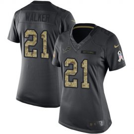 Nike Detroit Lions #21 Tracy Walker Black Womens Stitched NFL Limited 2016 Salute to Service Jersey