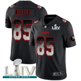 Nike San Francisco 49ers #85 George Kittle Black Super Bowl LIV 2020 Mens Stitched NFL Vapor Untouchable Limited Smoke Fashion Jersey