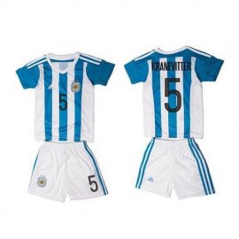 Argentina #5 Kranevitter Home Kid Soccer Country Jersey