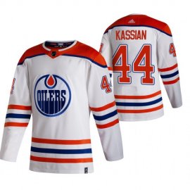 Edmonton Oilers #44 Zack Kassian White Mens Adidas 2020-21 Reverse Retro Alternate NHL Jersey