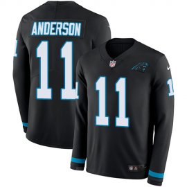 Nike Carolina Panthers #11 Robby Anderson Black Team Color Mens Stitched NFL Limited Therma Long Sleeve Jersey