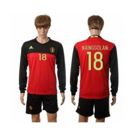 Belgium #18 Nainggolan Red Home Long Sleeves Soccer Country Jersey