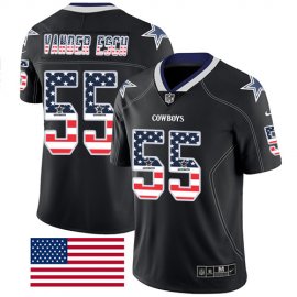 Nike Dallas Cowboys #55 Leighton Vander Esch Black Mens Stitched NFL Limited Rush USA Flag Jersey