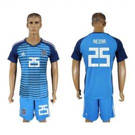 Spain #25 Reina Blue Goalkeeper Soccer Country Jersey