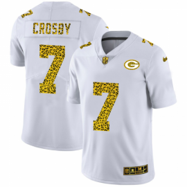 Green Bay Packers #7 Mason Crosby Mens Nike Flocked Leopard Print Vapor Limited NFL Jersey White