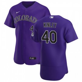 Colorado Rockies #40 Tyler Kinley Mens Nike Purple Alternate 2020 Authentic Player MLB Jersey