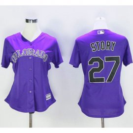 Colorado Rockies #27 Trevor Story Purple Womens Alternate Stitched MLB Jersey