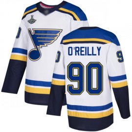 Adidas St. Louis Blues #90 Ryan OReilly White Road Authentic Stanley Cup Champions Stitched Youth NHL Jersey
