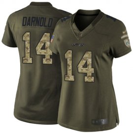 Nike New York Jets #14 Sam Darnold Green Womens Stitched NFL Limited 2015 Salute to Service Jersey