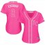 Kansas City Royals #2 Alcides Escobar Pink Fashion Womens Stitched MLB Jersey