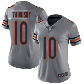 Nike Chicago Bears #10 Mitchell Trubisky Silver Womens Stitched NFL Limited Inverted Legend Jersey