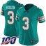 Nike Miami Dolphins #3 Josh Rosen Aqua Green Alternate Womens Stitched NFL 100th Season Vapor Limited Jersey