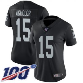 Nike Las Vegas Raiders #15 Nelson Agholor Black Team Color Womens Stitched NFL 100th Season Vapor Untouchable Limited Jersey