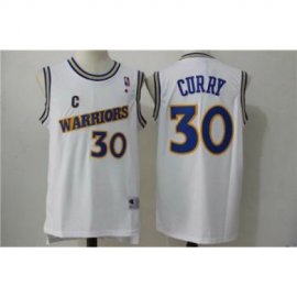 Golden State Warriors #30 Stephen Curry White NBA Throwback Jersey
