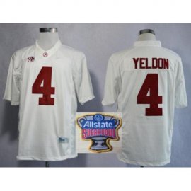 Alabama Crimson Tide 4 T.J Yeldon White Limited College Football NCAA Jerseys 2014 All State Sugar Bowl Game Patch