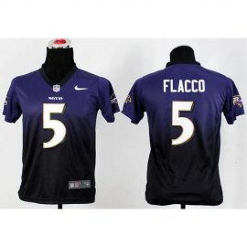 Nike Baltimore Ravens #5 Joe Flacco Purple/Black Youth Stitched NFL Elite Fadeaway Fashion Jersey
