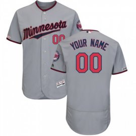 Minnesota Twins Majestic Road Flex Base Authentic Collection Custom Jersey Gray