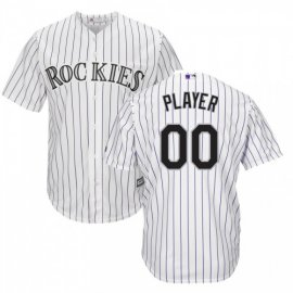 Colorado Rockies Majestic Home Cool Base Custom Jersey White